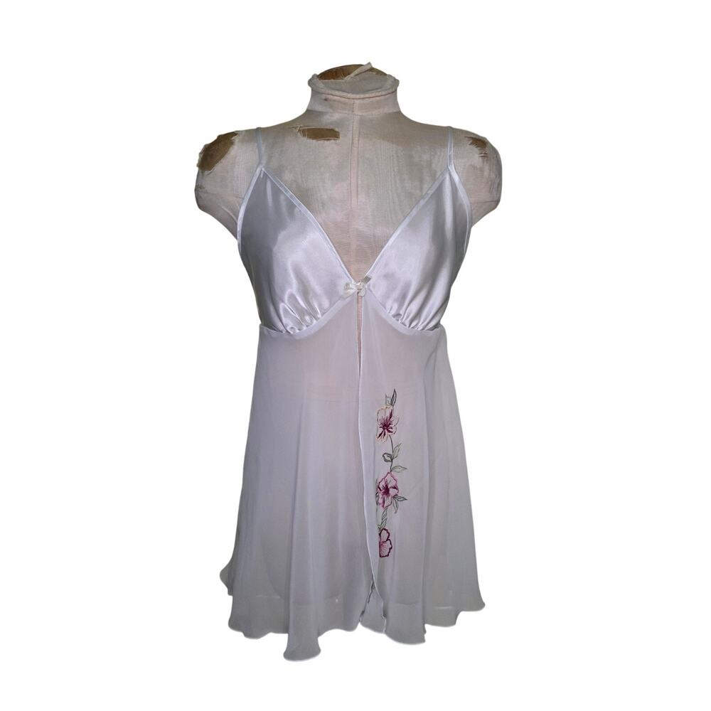 Whispers Nightgown Lingerie Slip Dress Embroidered Sheer Size Small